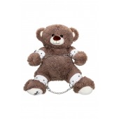 Бондажный набор: бурый мишка с белыми оковами и наручниками - Pecado - купить с доставкой в Орле