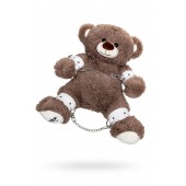 Бондажный набор: бурый мишка с белыми оковами и наручниками - Pecado - купить с доставкой в Орле