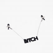 Зажимы на соски с кожаной подвеской Bitch - Crazy Handmade - купить с доставкой в Орле