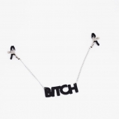 Зажимы на соски с кожаной подвеской Bitch - Crazy Handmade - купить с доставкой в Орле