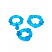 Набор из 3 синих эрекционных колец с различным рельефом - Erowoman-Eroman - в Орле купить с доставкой