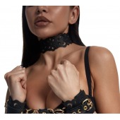 Черный ажурный чокер с золотистой фурнитурой - Crazy Handmade - купить с доставкой в Орле