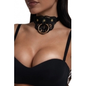 Черный чокер с клепками и золотистой фурнитурой - Crazy Handmade - купить с доставкой в Орле Черный чокер с клепками и золотистой фурнитурой - Crazy Handmade - купить с доставкой в Орле