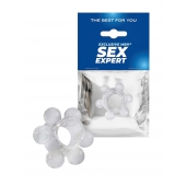 Прозрачное эрекционное кольцо с 6 стимулирующими шариками - Sex Expert - в Орле купить с доставкой