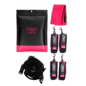 Черно-розовый эротический набор: фиксатор, оковы, наручники, повязка - Erokay - купить с доставкой в Орле