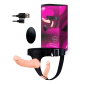 Женский страпон с 2 насадками, вибрацией и пультом ДУ - Erowoman-Eroman - купить с доставкой в Орле