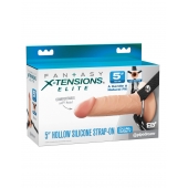 Телесный пустотелый фаллопротез 5’’ Hollow Silicone Strap-On - 14 см. - Pipedream - купить с доставкой в Орле