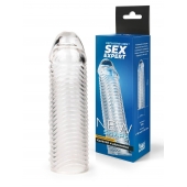 Прозрачная закрытая насадка на пенис с ребрышками - 16 см. - Sex Expert - в Орле купить с доставкой