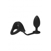 Черное эрекционное кольцо с анальной пробкой Cockstrap With Anal Plug - Dream Toys - в Орле купить с доставкой