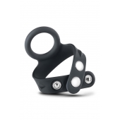 Черное эрекционное кольцо с подхватом мошонки на кнопках VS6 - Blush Novelties - в Орле купить с доставкой