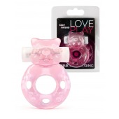 Розовое эрекционное виброкольцо в форме мишки - 1137 - в Орле купить с доставкой