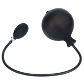 Черная анальная втулка с функцией расширения Ribbed Inflatable Silicone Anal Plug - Shots Media BV