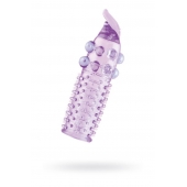 Гелевая фиолетовая насадка с шариками, шипами и усиком - 11 см. - Toyfa Basic - в Орле купить с доставкой