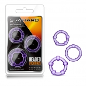 Набор из 3 фиолетовых эрекционных колец Stay Hard Beaded Cockrings - Blush Novelties - в Орле купить с доставкой