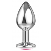 Большая серебристая анальная пробка Diamond Pink Sparkle Large с розовым кристаллом - 8 см. - Lola Games - купить с доставкой в Орле