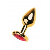 Золотистая анальная пробка с кристаллом-сердцем - 7,5 см. - ToyFa - купить с доставкой в Орле