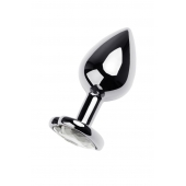 Серебристая анальная пробка с прозрачным кристаллом-сердцем - 8 см. - ToyFa - купить с доставкой в Орле