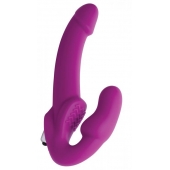 Ярко-розовый безремневой вибрострапон Evoke Vibrating Strapless Silicone Strap-on Dildo - XR Brands - купить с доставкой в Орле