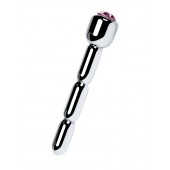 Серебристый уретральный плаг со стразом - 7 см. - ToyFa - купить с доставкой в Орле