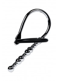 Серебристый уретральный плаг-бусины TOYFA Metal с мягким фиксириющим кольцом - ToyFa - купить с доставкой в Орле