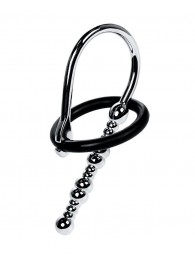 Серебристый уретральный плаг-бусины TOYFA Metal с мягким фиксириющим кольцом - ToyFa - купить с доставкой в Орле