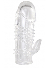 Прозрачная гелевая насадка с шипами и клиторальным отростком - 13 см. - Toyfa Basic - в Орле купить с доставкой Прозрачная гелевая насадка с шипами и клиторальным отростком - 13 см. - Toyfa Basic - в Орле купить с доставкой