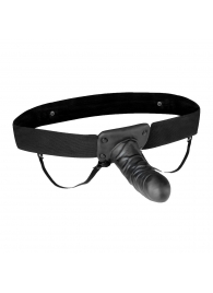 Чёрный полый страпон с вибрацией Unisex Vibrating Hollow Strap-On - 14 см. - Lux Fetish - купить с доставкой в Орле