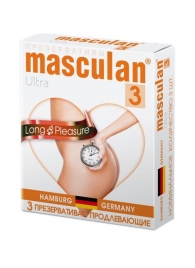 Розовые презервативы Masculan Ultra Long Pleasure с колечками, пупырышками и продлевающим эффектом - 3 шт. - Masculan - купить с доставкой в Орле