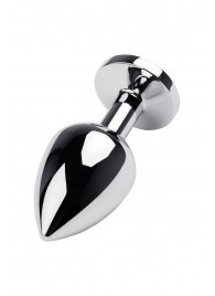 Серебристая коническая анальная пробка с красным кристаллом - 8 см. - ToyFa - купить с доставкой в Орле