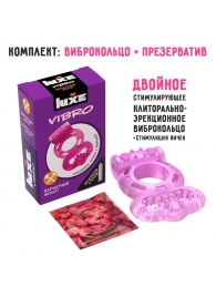 Розовое эрекционное виброкольцо Luxe VIBRO  Бархатный молот  + презерватив - Luxe - в Орле купить с доставкой