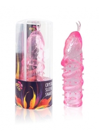 Закрытая рельефная насадка Crystal sleeve snakes в виде змеи с усиками - 14 см. - Erowoman-Eroman - в Орле купить с доставкой