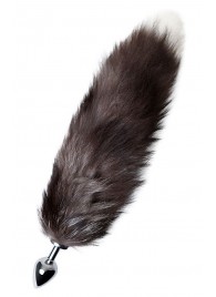 Серебристая металлическая анальная втулка с хвостом чернобурой лисы - размер S - ToyFa - купить с доставкой в Орле