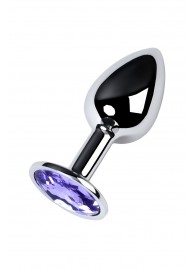 Серебристая конусовидная анальная пробка с фиолетовым кристаллом - 7 см. - ToyFa - купить с доставкой в Орле