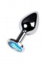 Серебристая конусовидная анальная пробка с голубым кристаллом - 8 см. - ToyFa - купить с доставкой в Орле