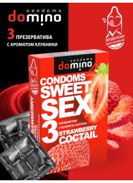 Презервативы для орального секса DOMINO Sweet Sex с ароматом клубничного коктейля  - 3 шт. - Domino - купить с доставкой в Орле