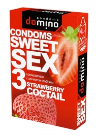 Презервативы для орального секса DOMINO Sweet Sex с ароматом клубничного коктейля  - 3 шт. - Domino - купить с доставкой в Орле