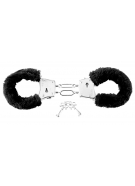 Меховые чёрные наручники Beginner s Furry Cuffs - Pipedream - купить с доставкой в Орле