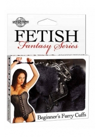 Меховые чёрные наручники Beginner s Furry Cuffs - Pipedream - купить с доставкой в Орле