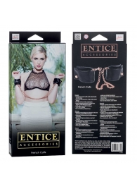 Черные мягкие наручники Entice French Cuffs с цепью - California Exotic Novelties - купить с доставкой в Орле