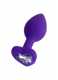 Фиолетовая анальная втулка Diamond Heart с прозрачным кристаллом - 7 см. - ToyFa - купить с доставкой в Орле