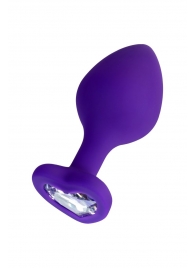 Фиолетовая анальная втулка Diamond Heart с прозрачным кристаллом - 8 см. - ToyFa - купить с доставкой в Орле Фиолетовая анальная втулка Diamond Heart с прозрачным кристаллом - 8 см. - ToyFa - купить с доставкой в Орле