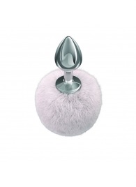 Серебристая анальная пробка с белым пушистым хвостиком Twinkle - Lola Games - купить с доставкой в Орле