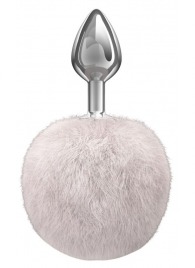 Серебристая анальная пробка с белым пушистым хвостиком Twinkle - Lola Games - купить с доставкой в Орле