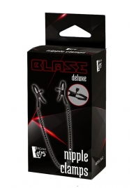 Черные зажимы на соски на цепочке BLAZE DELUXE NIPPLE CLAMPS - Dream Toys - купить с доставкой в Орле