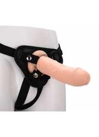 Черные трусики с телесной насадкой STRAP ON REAL DILDO - 21 см. - Dream Toys - купить с доставкой в Орле