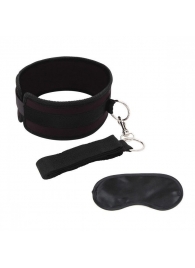 Черный ошейник с длинным поводком Collar and Leash Set - Lux Fetish - купить с доставкой в Орле