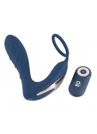 Синий вибростимулятор простаты с кольцом - 14,5 см. - Orion - в Орле купить с доставкой