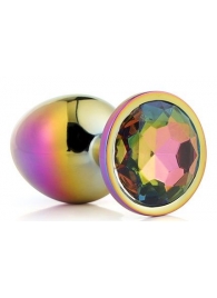 Голографическая анальная втулка с радужным кристаллом - 7,1 см. - Dream Toys - купить с доставкой в Орле