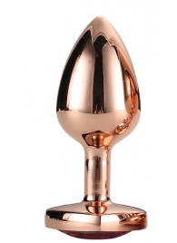 Золотистая анальная втулка с кристаллом-сердечком розового цвета - 7,1 см. - Dream Toys - купить с доставкой в Орле