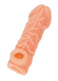 Телесная закрытая насадка с венками Cock Sleeve Size S - 13,8 см. - KOKOS - в Орле купить с доставкой Телесная закрытая насадка с венками Cock Sleeve Size S - 13,8 см. - KOKOS - в Орле купить с доставкой